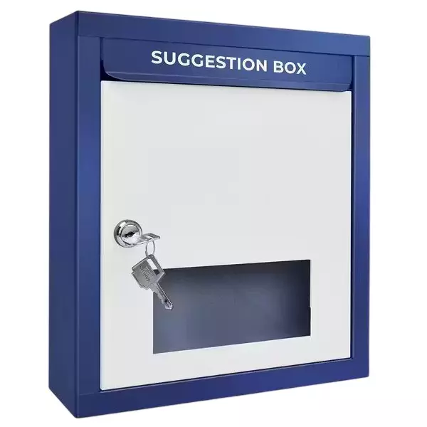 mahakal-suggestion-box-with-lock-key-blue-white-square-shape-metal-32-cm-height-wall-mounted-for-collage-office-hospital-use