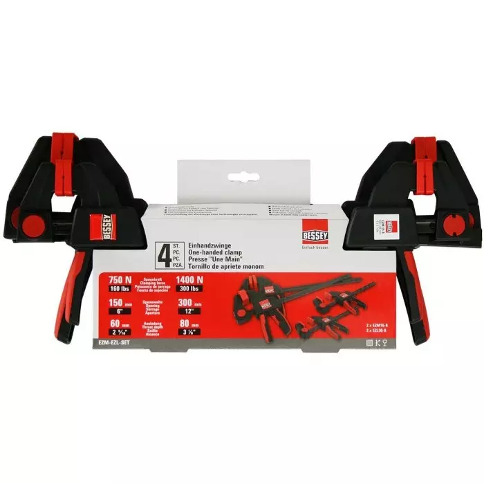 Bessey 150 x60 mm Quick Clamp 4 piece, EZM-EZL Set