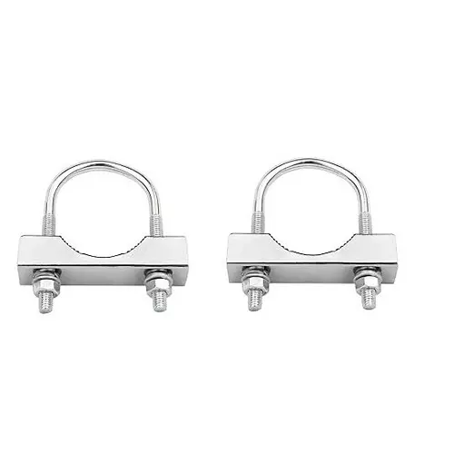 GENERIC U and Cut Clamp Stainless Steel with Nut and Washer Silver, MIC001-11 (Pack of 2 Pcs)