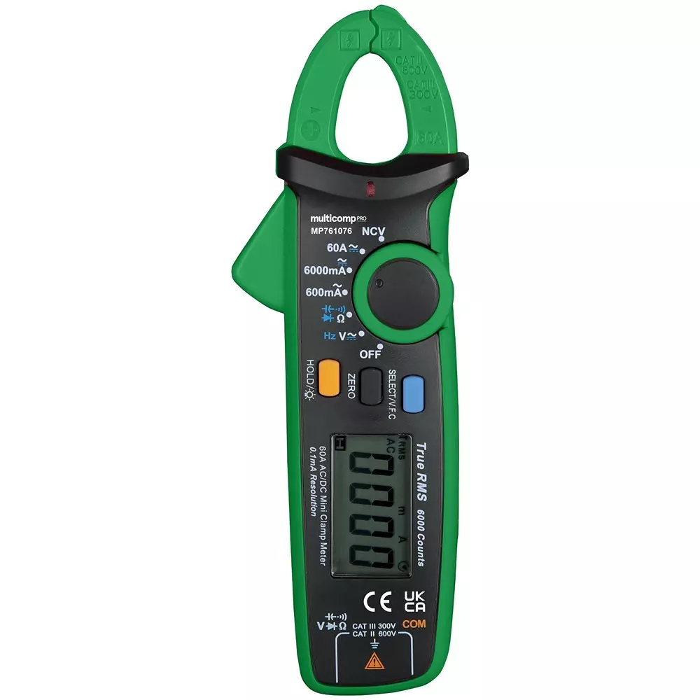 MULTICOMP PRO Clamp Meter 17 mm Jaw Opening Max 4.0 No. of Digits 600 V Voltage Measure AC, MP761076
