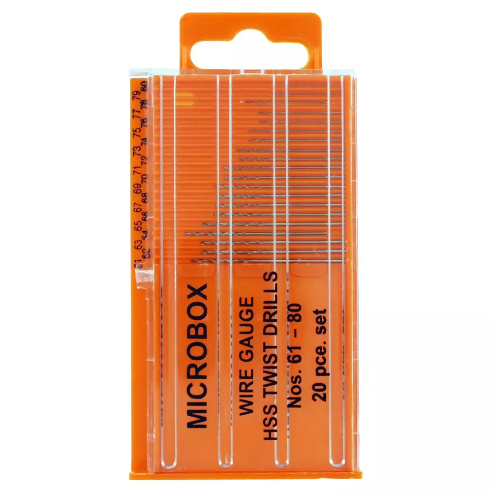MULTICOMP PRO Microbox Drill Bit Set 20 Pcs of Sizes 61 to 80 HSS Drills Kit Contents, MP002110