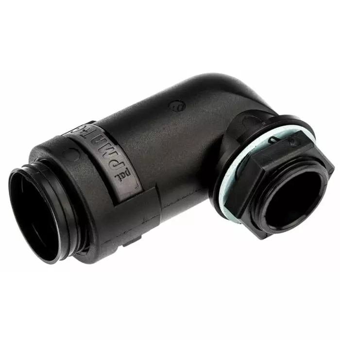 PMA 90Â° Elbow Cable Conduit Fitting 17 mm Nominal Size M20 PA 6 Black IP68 Rating, BVWV-M207 (Pack of 4)