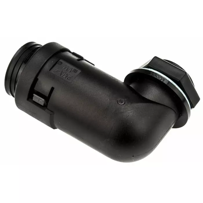 PMA 90Â° Elbow Cable Conduit Fitting 17 mm Nominal Size M20 PA 6 Black IP68 Rating, BVWV-M207 (Pack of 4)