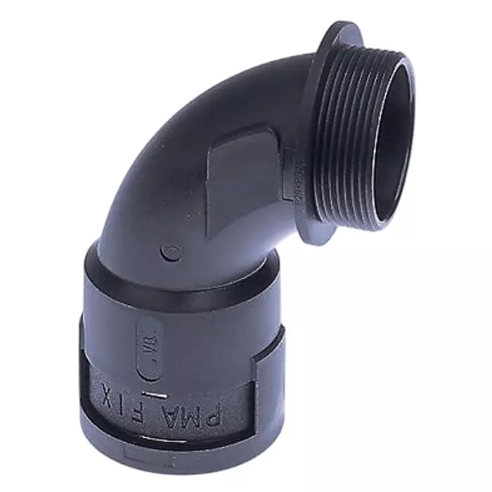 PMA 90Â° Curved Elbow Cable Conduit Fitting 36 mm Nominal Size PG36 PA 6 Black IP66 Rating, BVBD-P366GT (Pack of 2)