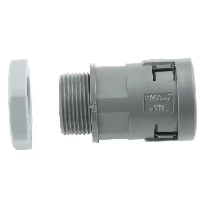PMA Straight Cable Conduit Fitting 17 mm Nominal Size PG16 PA 6 Grey IP66 Rating, SVND-P167GT-8 (Pack of 5)
