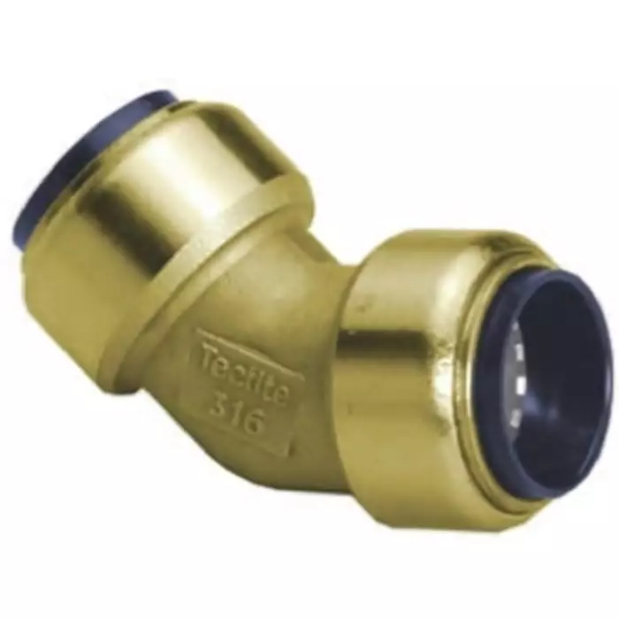 Pegler Yorkshire Brass Pipe Fitting Obtuse Push Fit Elbow Female to Female 15 mm, 65535