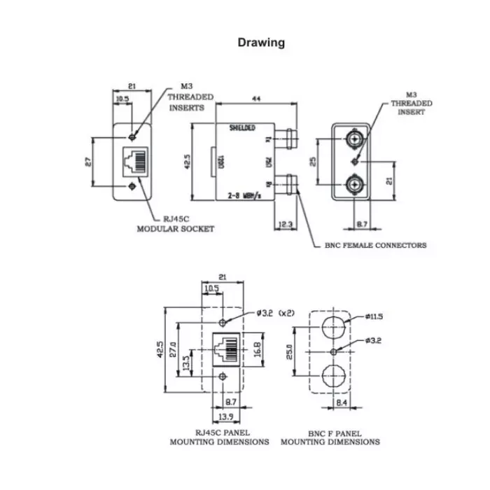 generic-dual-bnc-female-to-rj45-balun-016-db-insertion-loss-8-mbps-data-transfer-rate