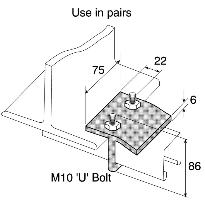 Unistrut Galvanised Steel Beam Clamp Fits Channel Size 21x41 mm, P 2785 (Pack of 2)