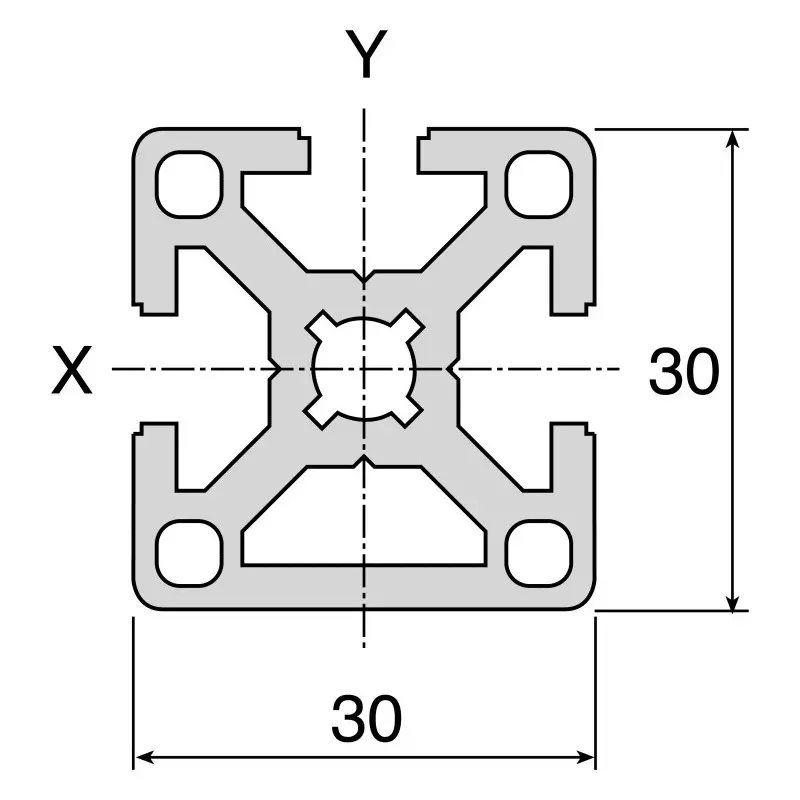 Bosch Rexroth Silver Aluminium Profile Strut, 30 x 30 mm, 8 mm Groove, 2000 mm Length, 3842992400/2000