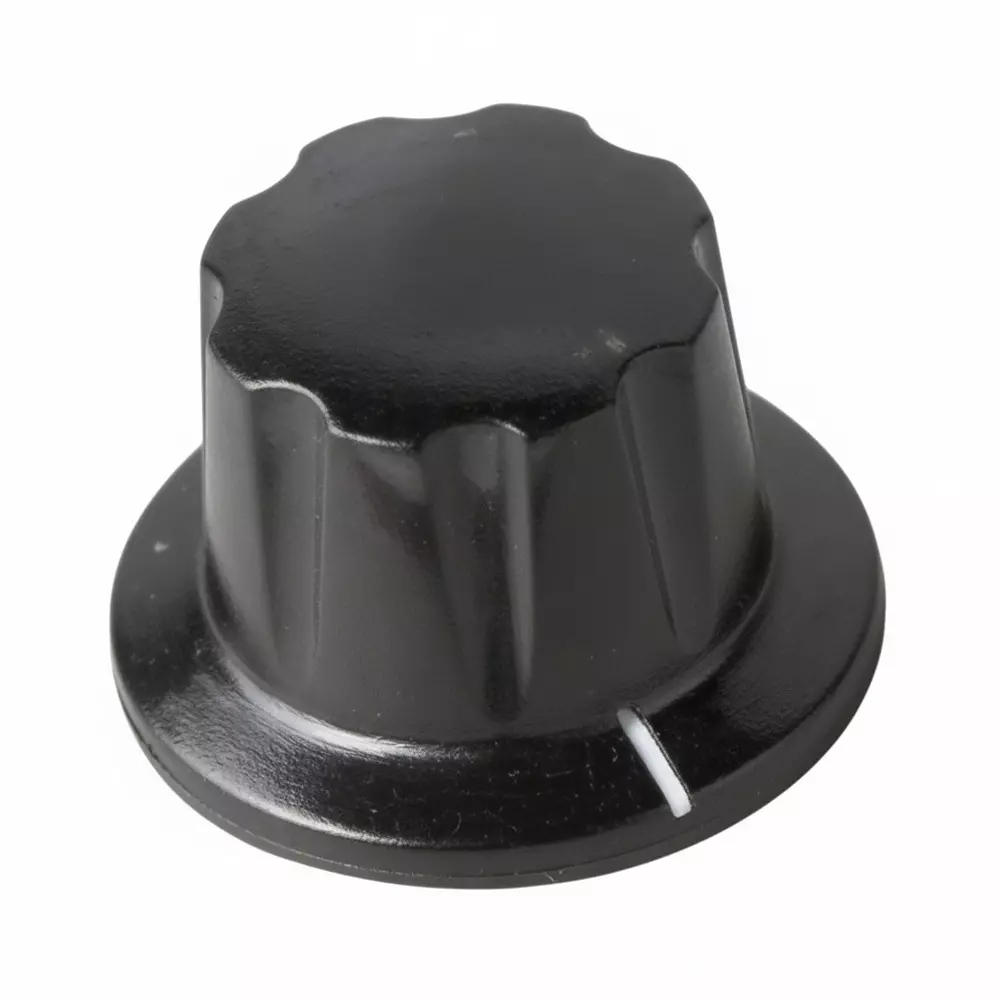 Ohmite 5000E Series Cylindrical Knob with Skirt Black 38.1 mm Outside Diameter, 5730E
