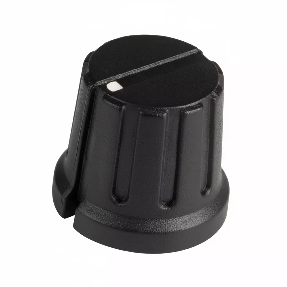 Shin Chin Cylindrical Knob Plastic Black 15 mm Outside Diameter, PN-38D/6.4