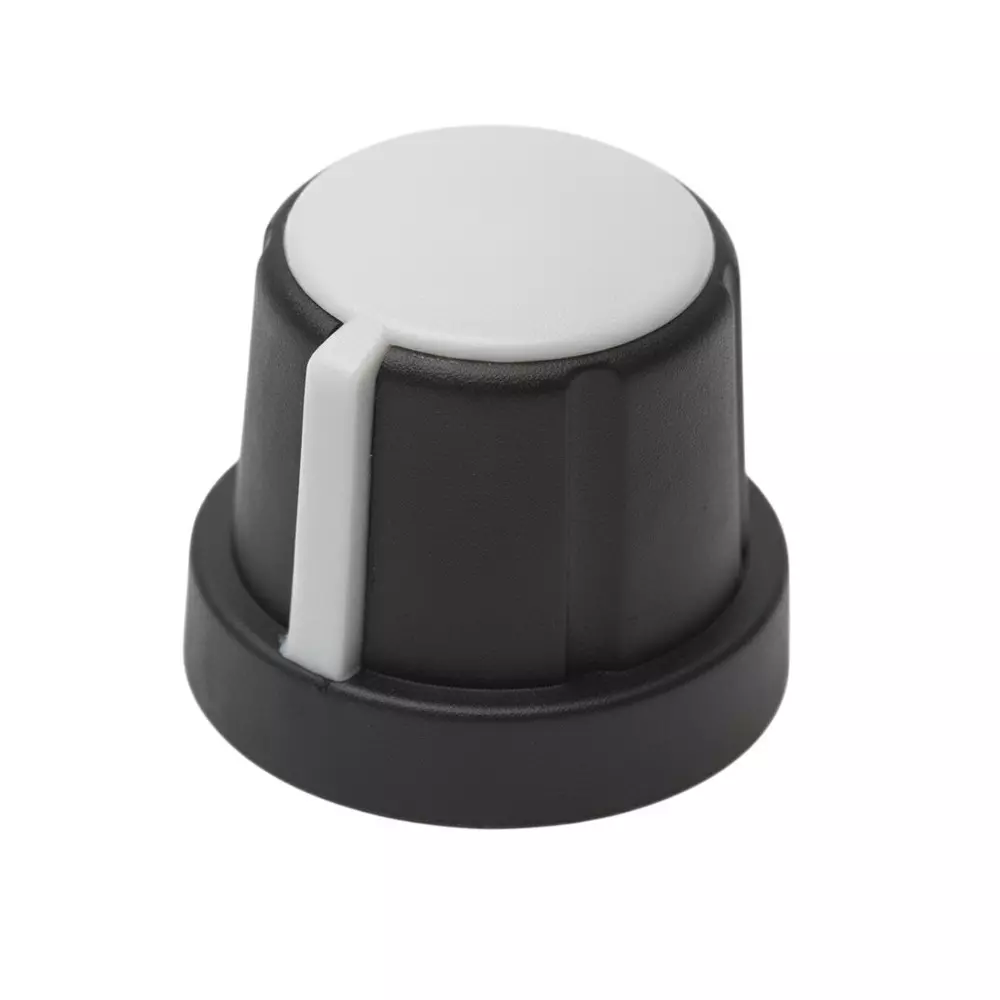 DAVIES MOLDING Cylindrical Knob with Skirt Black Smooth Design 21 mm Outside Diameter, 1231-L