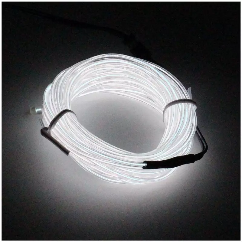 GENERIC 5M Light Dance Party Decor Light Neon LED Lamp Flexible Rope Tube Waterproof LED Strip Only EL Wire -WHITE