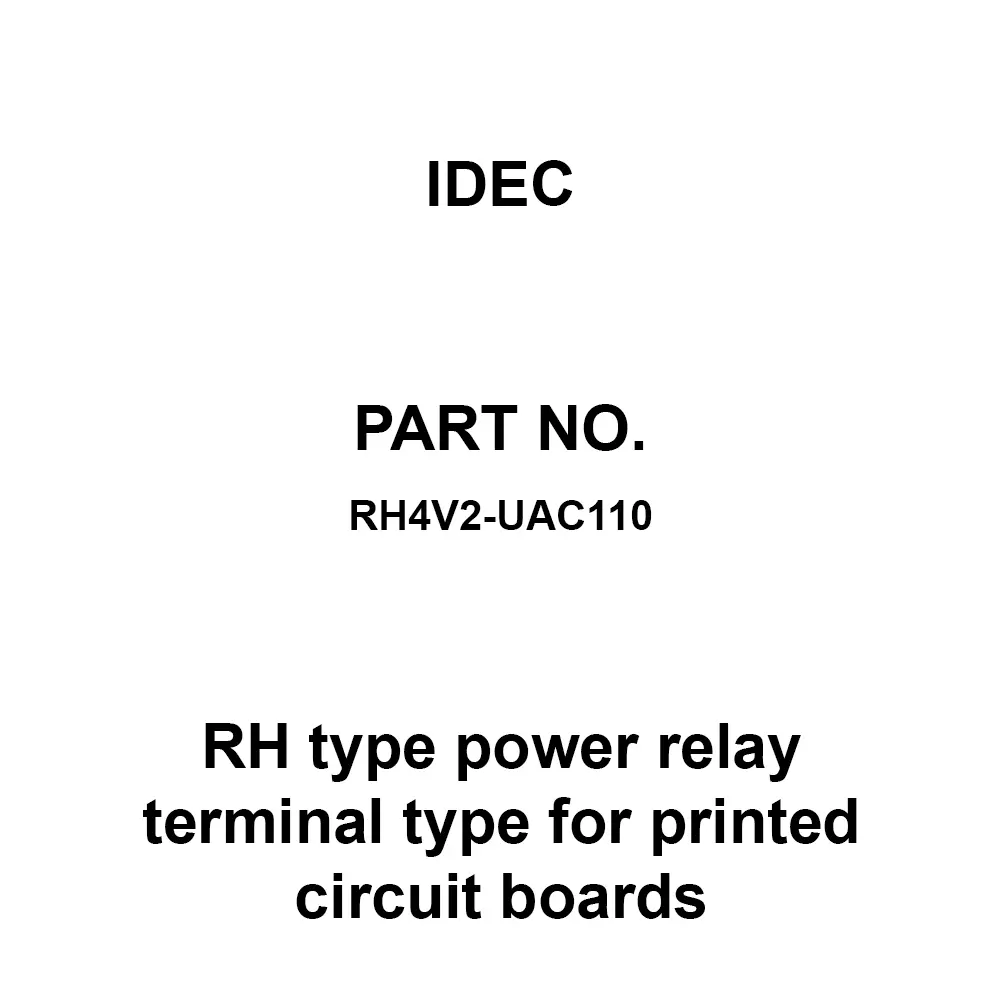 IDEC RH type power relay terminal type for printed circuit boards 4C Printed Circuit Board Terminal, RH4V2-UAC110