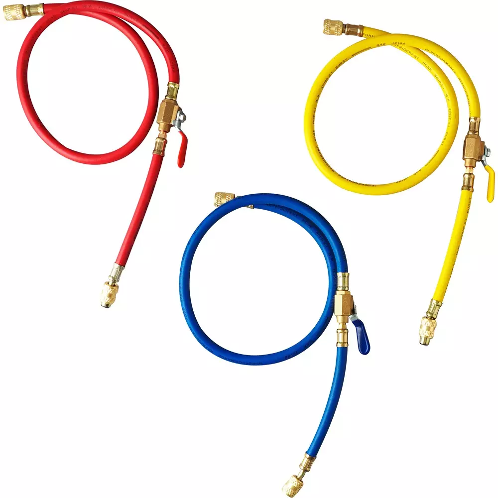 MonotaRO Charging Hose for R410A/R32 With Valve Red / blue / yellow About 920 mm Length, 12026046 (Set of 3 Pcs)