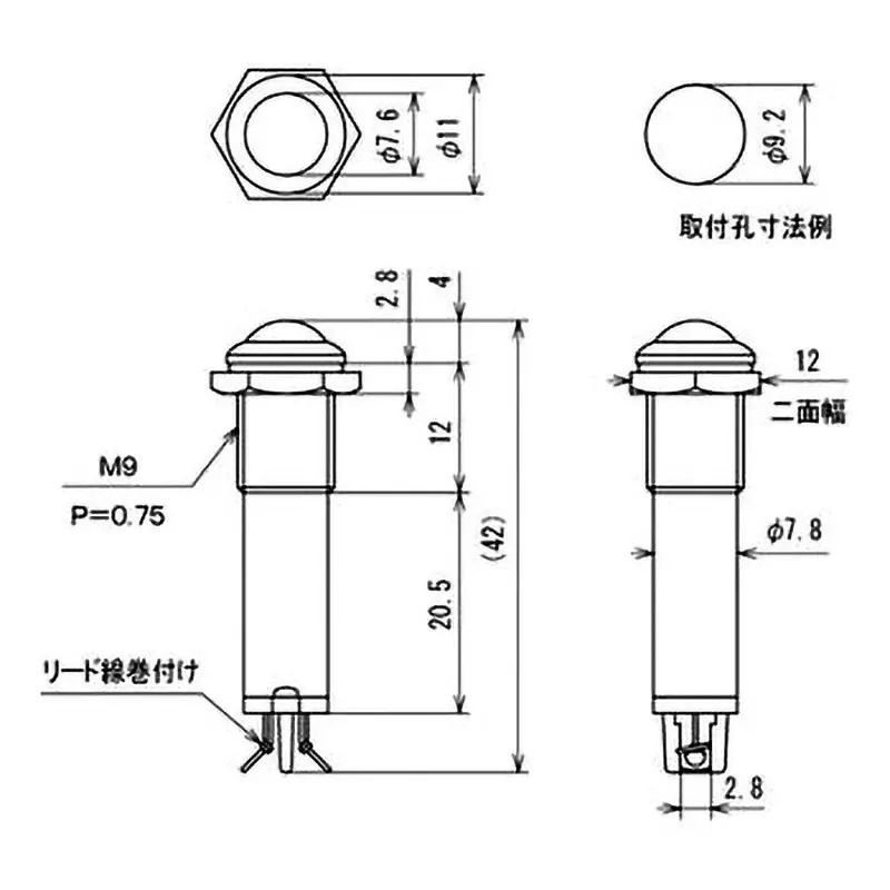 sato-parts-indicator-light-neon-bracket-pbtul94v-0-brass-ac100-to-125v-12-mm-orange-lens-color-bn-3802-1-or