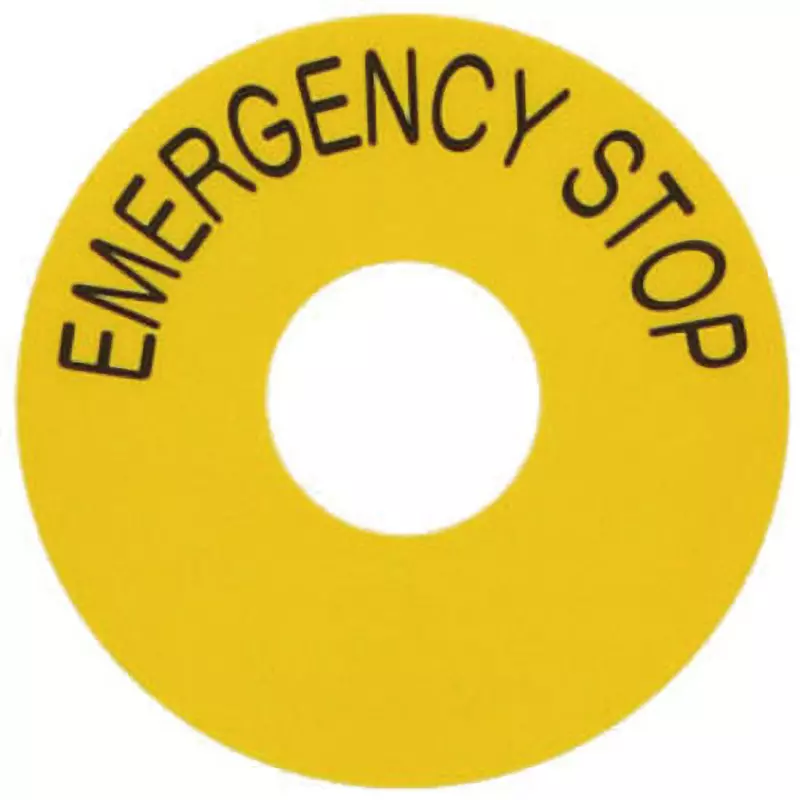 SUS Emergency Stop Seal English Language Display For Φ22 to Φ30 switches L Suitable For BlACk Letter Color, C8P-011S