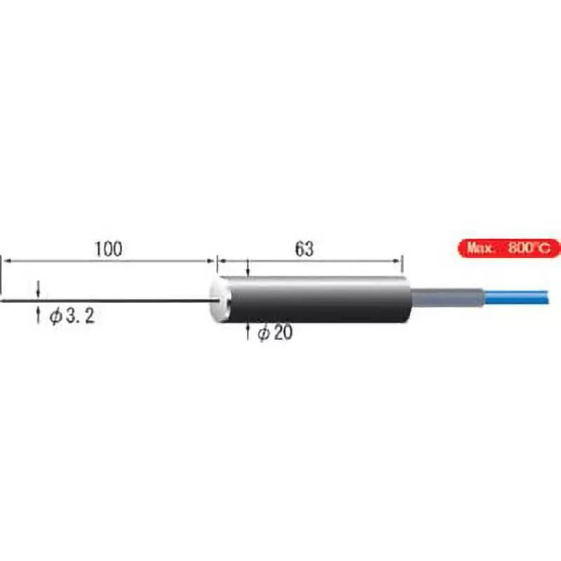 RKC Sensor Handy Thermometer 750 Maximum Operating Temperature 1 (straight cable) m Cable Length, JB-16(750℃)