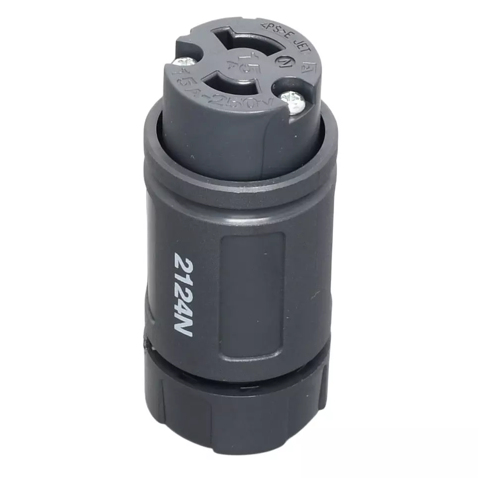 AMERICAN DENKI Cord Connector 250 V Voltage 15 A Current Black, 2124N