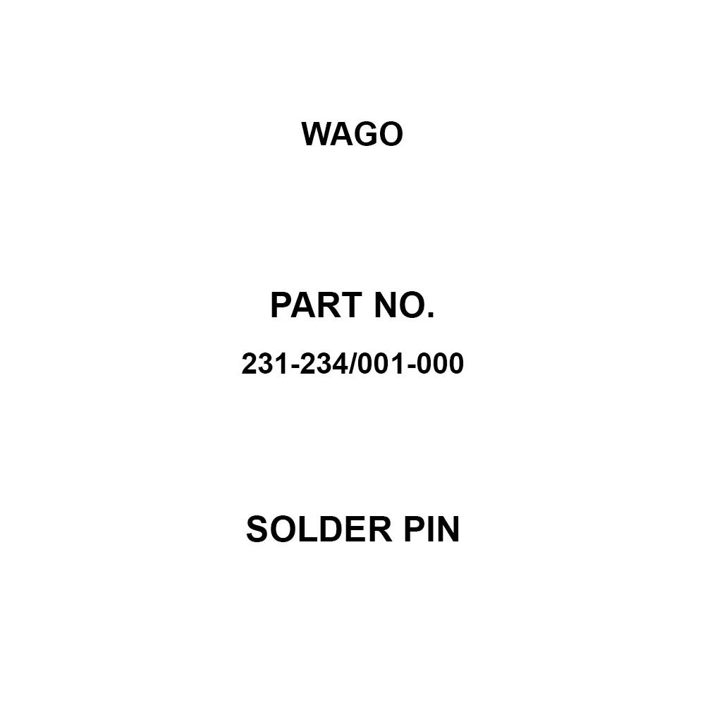 Wago Solder Pin 4 Pole 12 Amp Rated Current, 231-234/001-000 (Pack of 100)