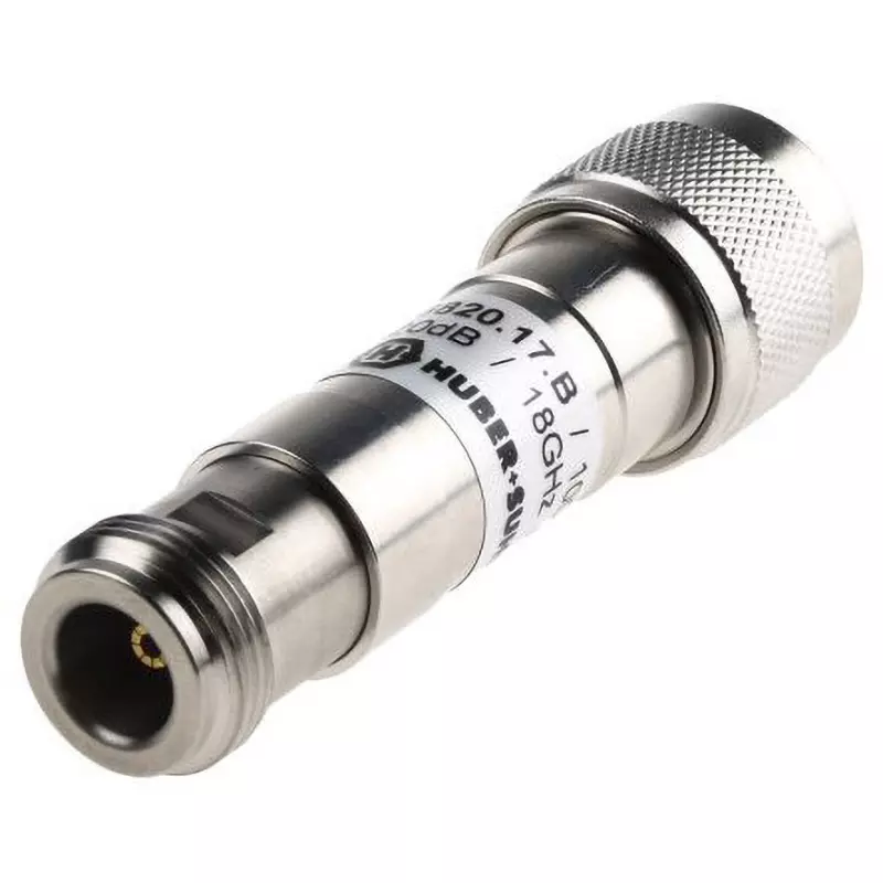HUBER+SUHNER RF Attenuator 18 GHz Operating Frequency 50 Ω Impedance 1, 20 db Attenuation, 6820.17.B