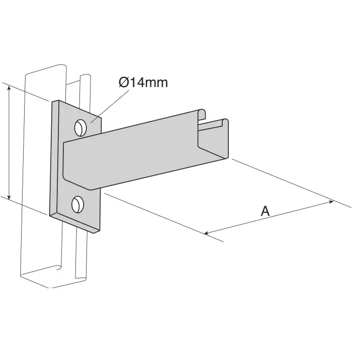 Unistrut Steel 450 mm Cantilever Arm With 135x45 mm Base, P 2663 450 (Pack of 2)