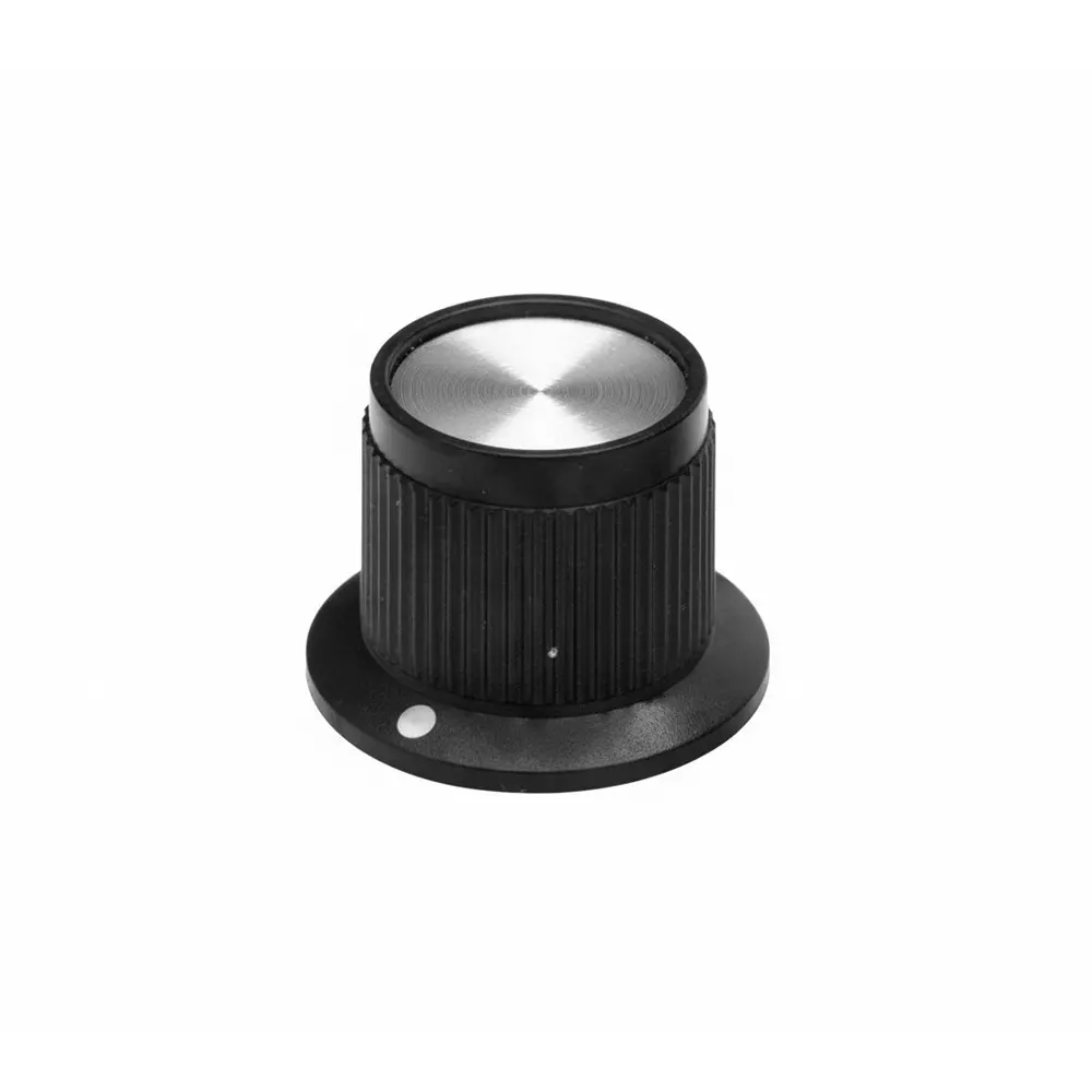TE CONNECTIVITY PK Series Cylindrical Knob with Skirt Black 19 mm Outside Diameter, PK50B1/8