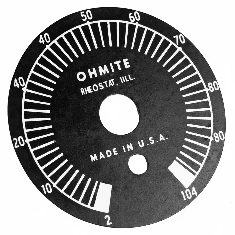 Ohmite 5000E Series Dial Plate Black 32 mm Outside Diameter, 5007E