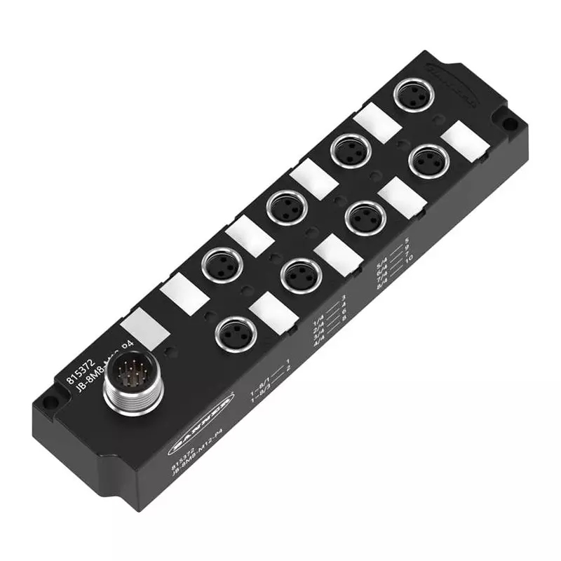 BANNER ENGINEERING Junction Block, 8Port M8, 8 Pnp, Ip67, Jb-8M8-M12-P4.