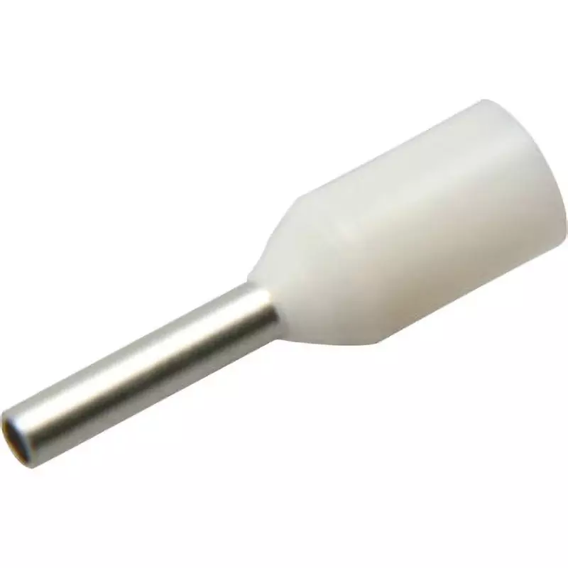 MonotaRO Pin Terminal With Insulating Sleeve White 12 mm Length, E0506-WHITE (Pack of 100 Pcs)