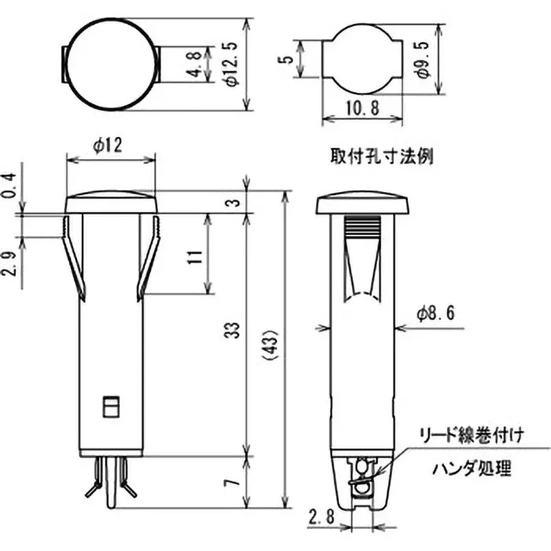 sato-parts-indicator-light-neon-bracket-pbtul94v-0-polycarbonate-ac100v-to-125v-mm-red-lens-color-bn-60-1-r