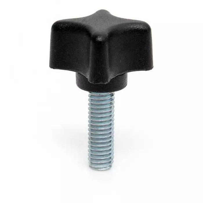 RS PRO Clamping Knob Thermoplastic M6 20 mm Thread Length Black 21 mm Knob Dia 4-Arm, 188865 (Pack of 10)
