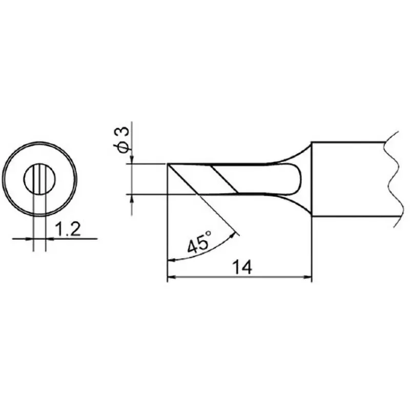 Esco Replacement Tip 45℃ Offset Angle 3 mm diameter mm Tip 14 mm Tip Length, EA304AP-18