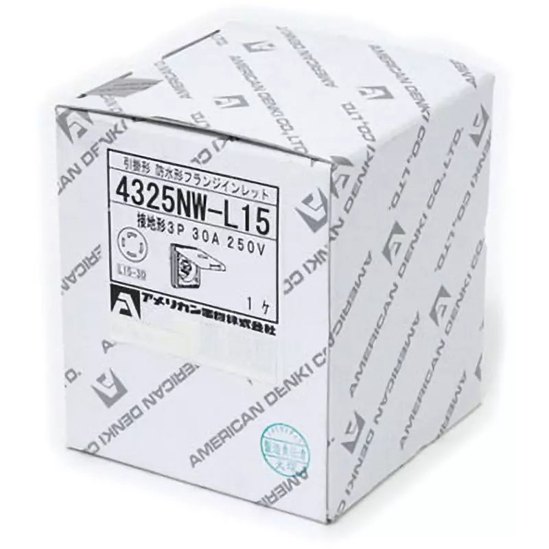 AMERICAN DENKI Hook Type Waterproof Flange Inlet 250 V Voltage 30 A Current Rated 4325NW-L15