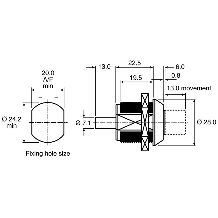 Euro-Locks a Lowe Fletcher group Company Tumbler Lock 22.5 mm Panel-to-Tongue 24.2x20 mm Cutout Key Unlock, 4361-1400BA