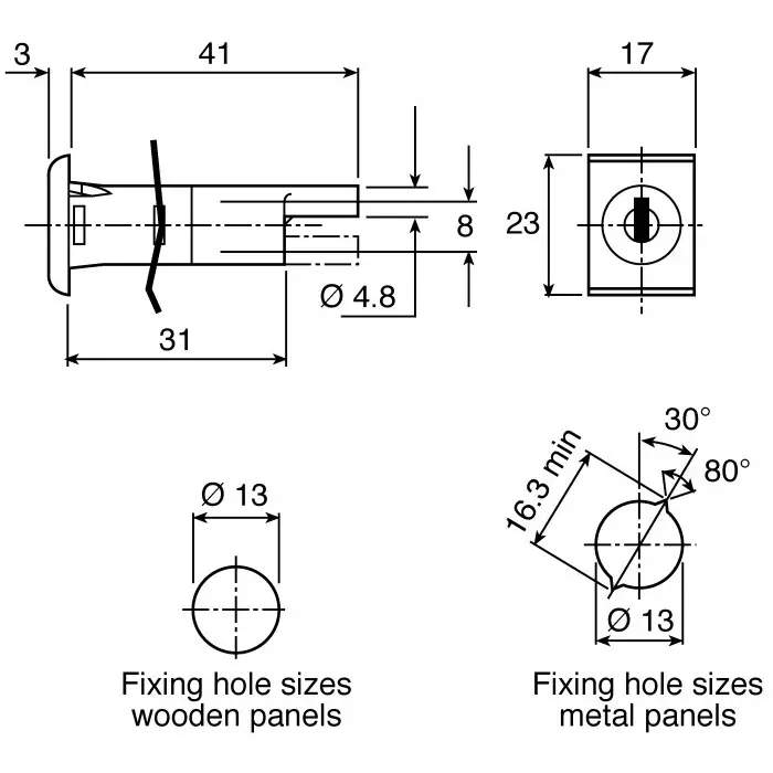 Euro-Locks Pedestal Key Lock 31 mm Panel to Tongue Depth, 14 mm Panel Cutout Diameter, 5804532
