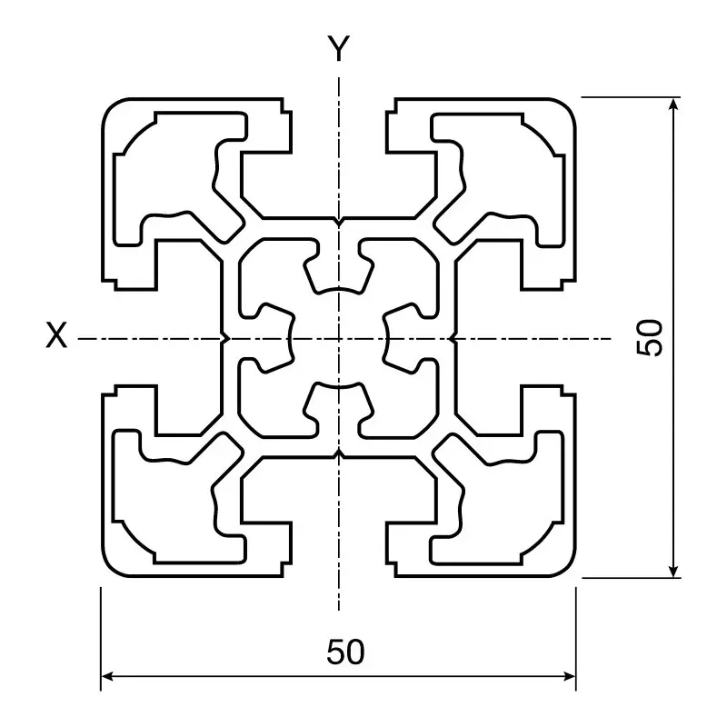 Bosch Rexroth Silver Aluminium Profile Strut, 50 x 50 mm, 10 mm Groove, 3000 mm Length, 3842993156/3000