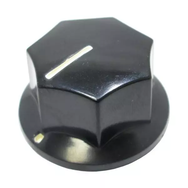 Shin Chin Cylindrical Knob with Skirt Phenolic Black 34 mm Outside Diameter, PN-21M/6.4
