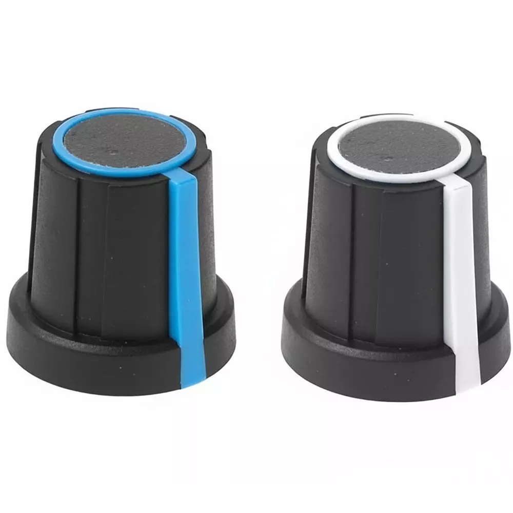 DAVIES MOLDING 1106 Series Two-Shot Instrument Control Knob Black, White 14 mm, 18.5 mm Outside Diameter, 1106WA