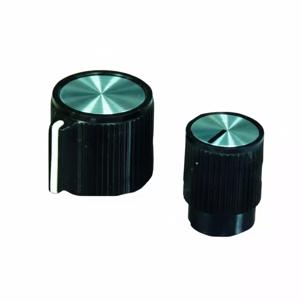 APEM 41013 Series Cylindrical Knob Black 13 mm Outside Diameter, 410131B1/4