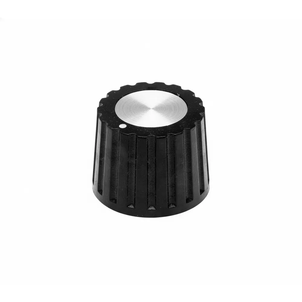 TE CONNECTIVITY PK Series Cylindrical Knob Black 18 mm Outside Diameter, PK1100B1/4