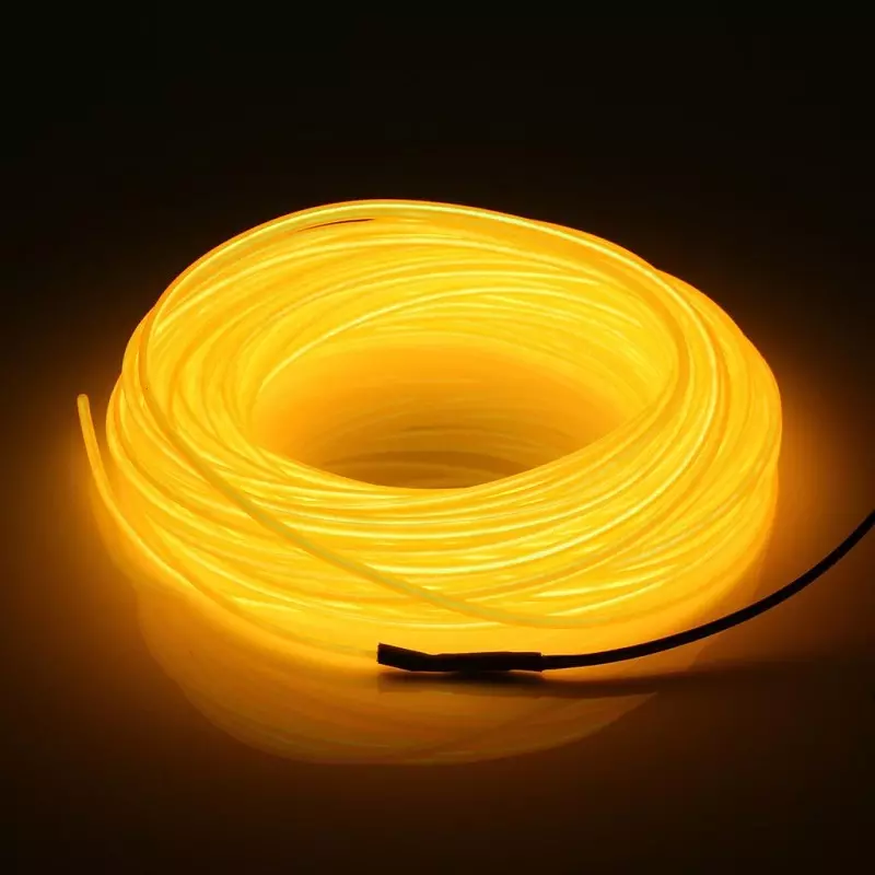 GENERIC 5M Neon Light Dance Party Decor Light Neon LED Lamp Flexible EL Wire Rope Tube Waterproof LED Strip Only EL Wire -YELLOW