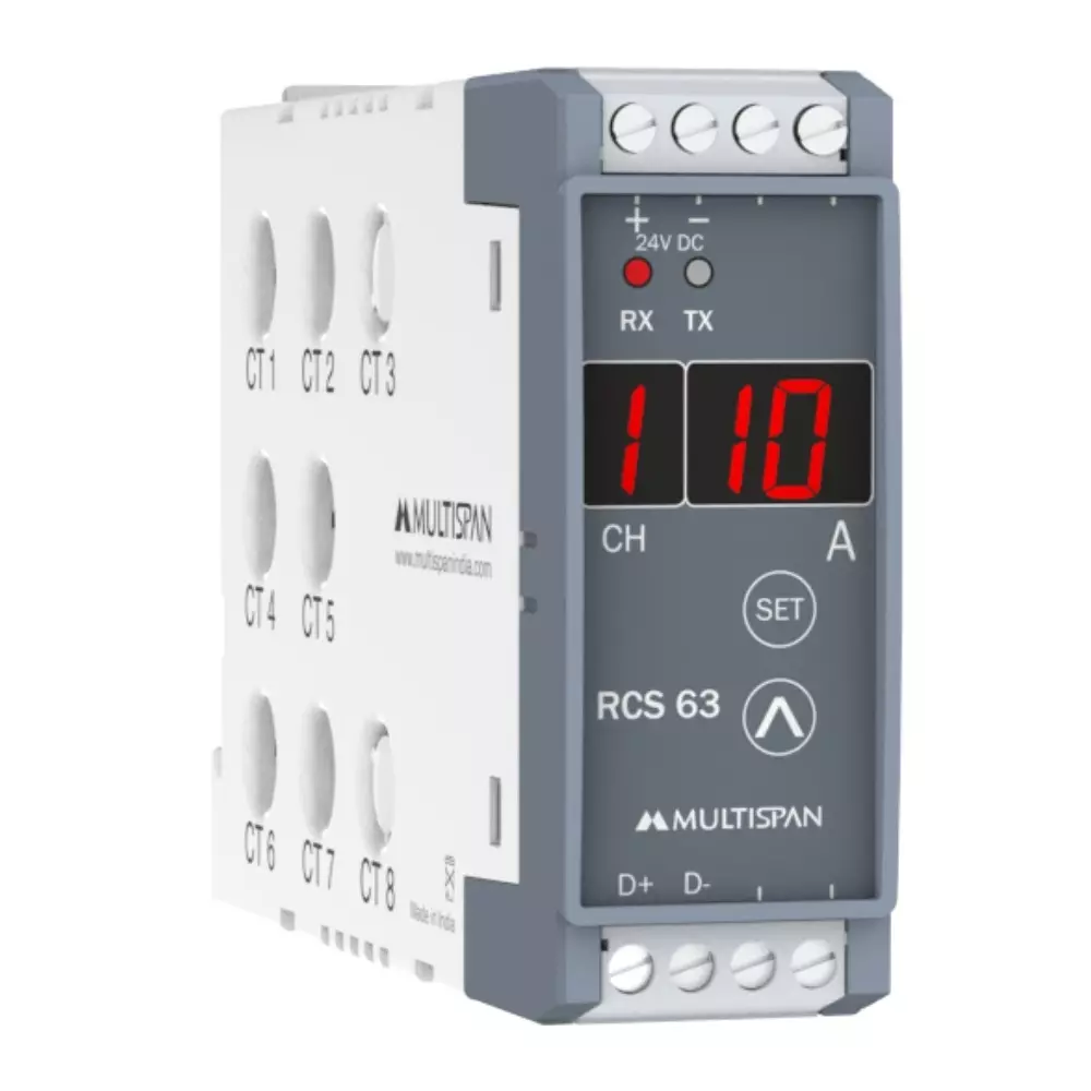 MULTISPAN Current Scanner 0.6-60 A Input Current 24 V DC Power Supply 3-Digit 7-Segment LED Display, RCS-63