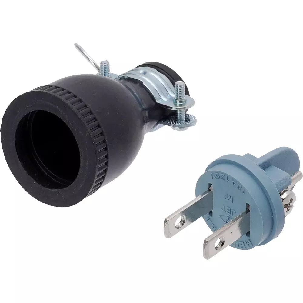 Meikosha 2 P15 A Round Rubber Plug (With Band) Flat Blade Type 125 V, MP2506-N