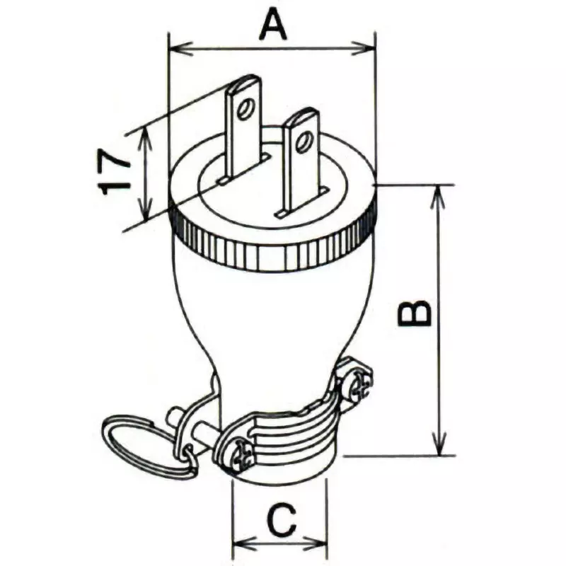 meikosha-2-p15-a-round-rubber-plug-with-band-flat-blade-type-125-v-mp2506-n