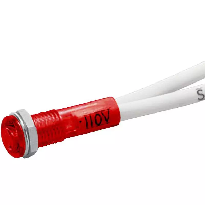 Sato Parts Indicator Light Neon Bracket P.V.C. Polycarbonate AV220V 9 mm Red Lens Color, BN-9-E2-R