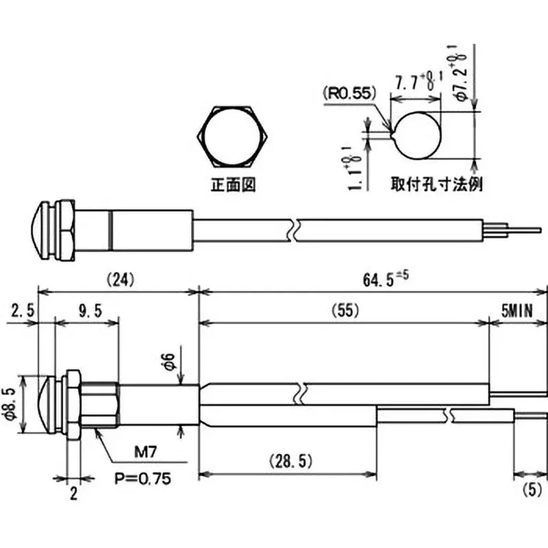 sato-parts-indicator-light-neon-bracket-pvc-polycarbonate-av220v-9-mm-red-lens-color-bn-9-e2-r