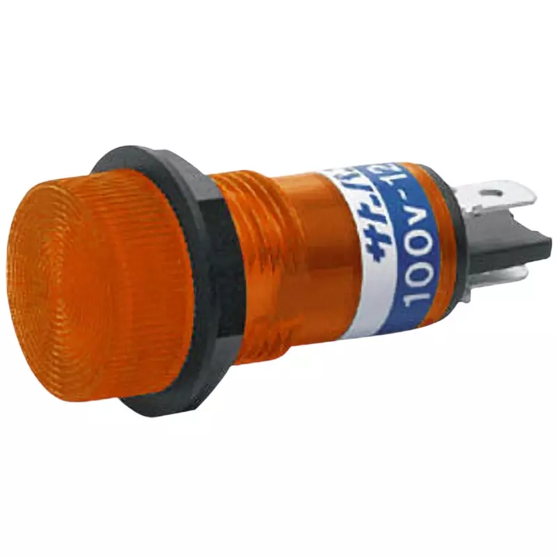 Sato Parts Indicator Light Neon Bracket P.B.T.(UL94V-0) Acrylic AC100 to 125V 18 mm Orange Lens Color, BN-2-1-OR