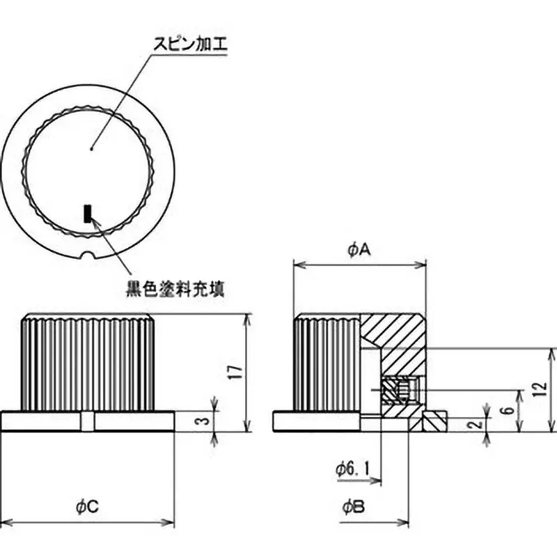 sato-parts-metal-knob-k-34-aluminum-silver-black-for-hexagon-wrench-nominal-2-k-34-l