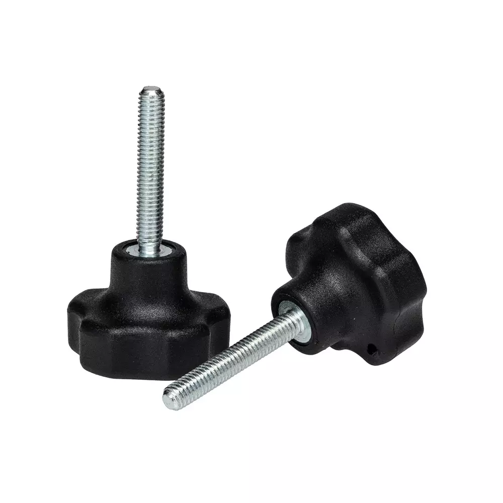 RS PRO Clamping Knob Thermoplastic M5 30 mm Thread Length Black 30 mm Knob Dia Multiple Lobes, 199281 (Pack of 10)